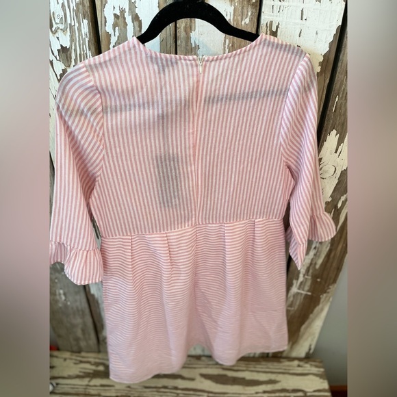 Rachel Pink Striped Dress Ruffle sleeves size small NWT - Picture 7 of 8